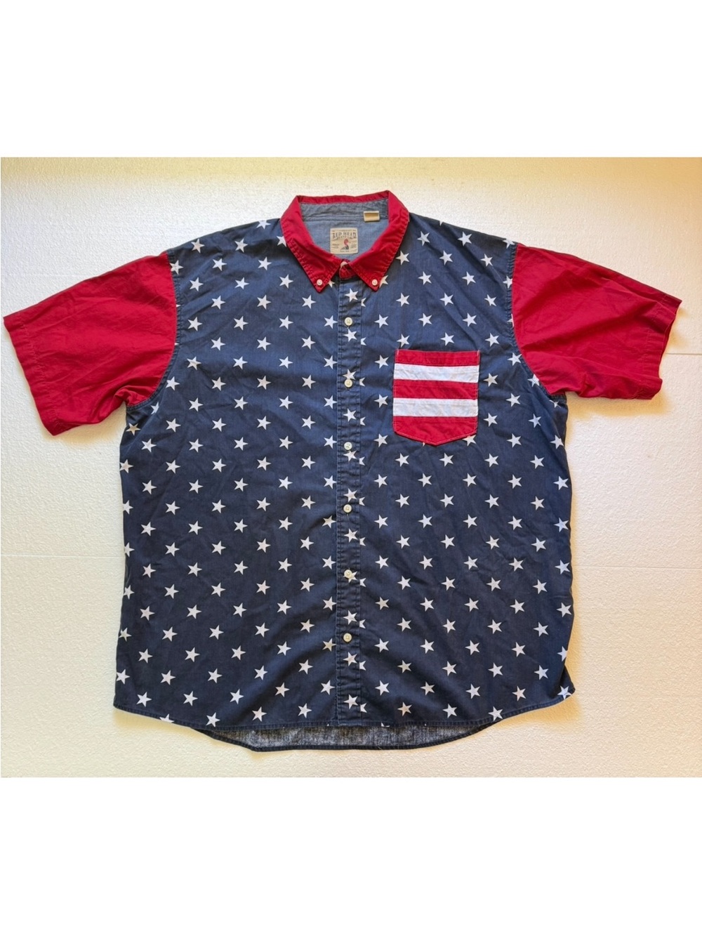 RedHead Brand Distressed Button-Down Short-Sleeve Shirt Men's 2XL